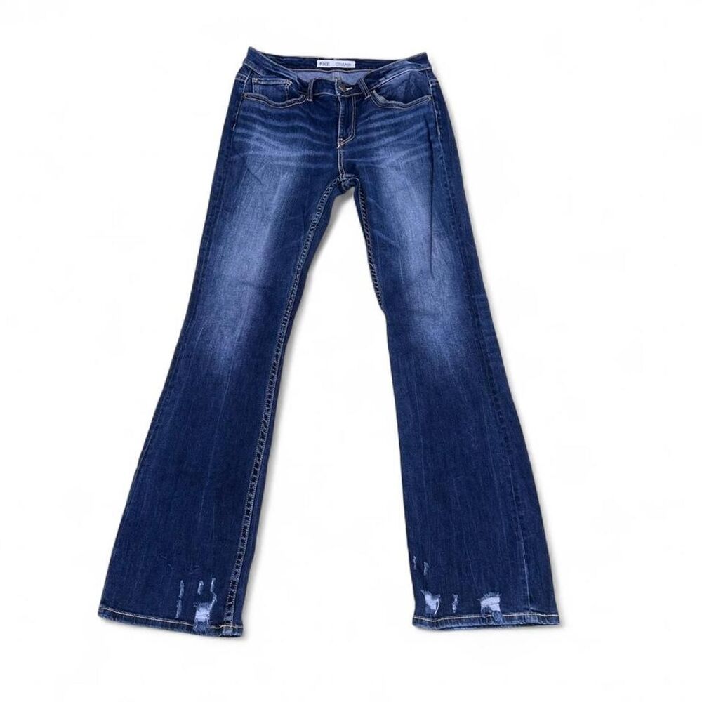 Boho Western BKE Stella Mid Rise Bootcut Distressed Jeans
